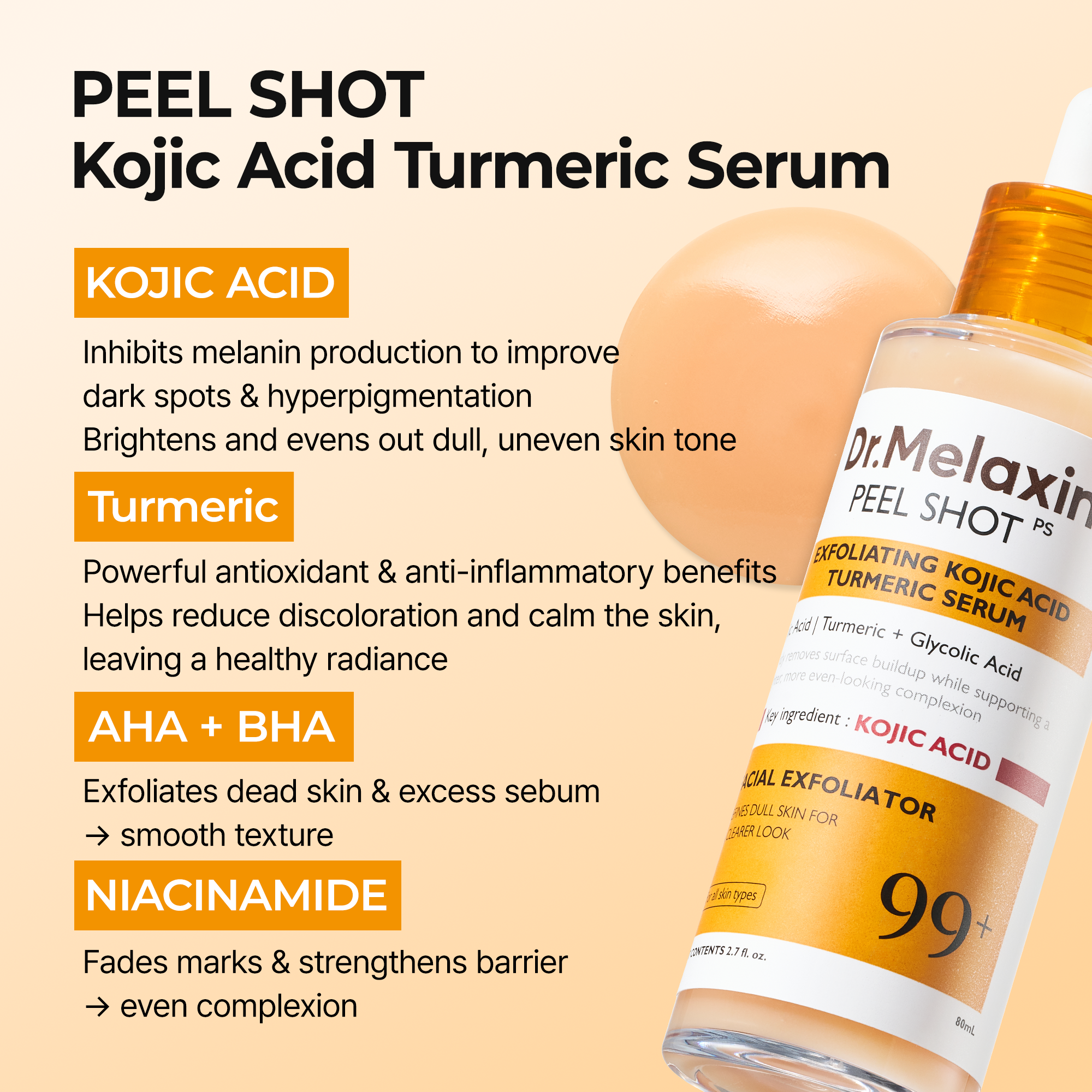 [Dr. Melaxin] Peel Shot Kojic Acid Turmeric Serum (80m) 96ea/box