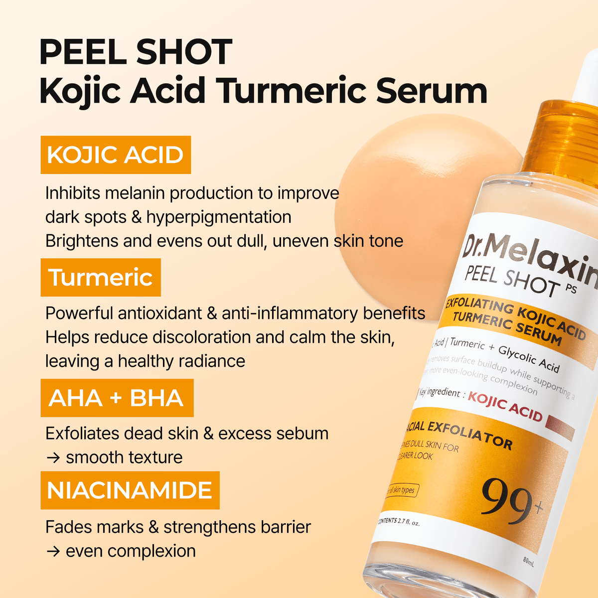 [Dr. Melaxin] Peel Shot Kojic Acid Turmeric Serum (80m) 96ea/box